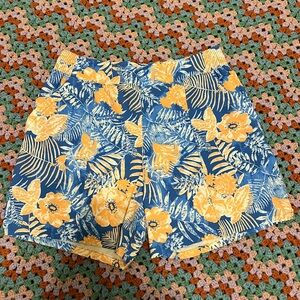 Columbia Women's High Waist Floral Shorts - Blue and Peach